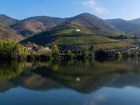Weinberge umgeben uns auf dem Stausee beim Régua Kraftwerk